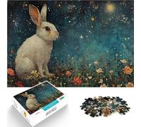 Puzzle da 1000 pezzi per adolescenti Coniglio bianco sotto il cielo stellato Analisi e logica Adatto per la decorazione del desktop 75x50cm