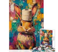 Puzzle da 1000 pezzi per adolescenti: Coniglio con cappello di carta igienica Puzzle rilassante difficile aiuta ad allenare la mente (dimensioni 50x75cm)