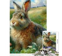 Puzzle da 1000 pezzi per adolescenti coniglio in un prato giocattolo educativo idee regalo gioco pratico collezione di artisti belle arti dimensioni 50x75cm