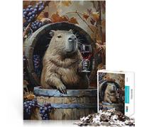 Puzzle da 1000 pezzi per adolescenti Conoscitore di vini Capibara Rompicapo per Decorazione murale Regali unici per compleanno e Natale 52x38cm