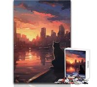 Puzzle da 1000 pezzi per adolescenti, Contemplazione del tramonto, gioco di sfida unico ma divertente e umoristico, opera d'arte regalo, dimensioni 38x52cm