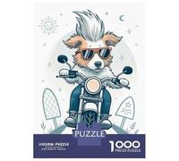 Puzzle Da 1000 Pezzi Per Adolescenti Cool Dog Riding Motorcycle Illustration Puzzle Per Adulti Giocattolo Decorazione Da Parete Per Divertimento in Famiglia Gioco Stimolante Regali 70x50cm/1000pcs