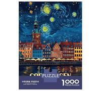 Puzzle Da 1000 Pezzi Per Adolescenti Copenhagen, Denmark, Starry Night Style Puzzle Per Adulti Giochi Rilassanti Perfetto Per Decorare E Fare Regali A Tutta La Famiglia 52x38cm/1000pcs