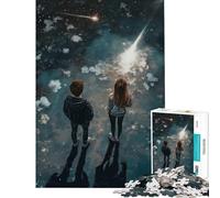 Puzzle da 1000 pezzi per adolescenti coppia che osserva le stelle sotto stelle cadenti puzzle per adulti giocattolo decorativo da parete modello da assemblare compleanno e Natale