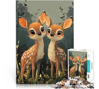 Puzzle da 1000 pezzi per adolescenti Coppia di cervi carini Difficile da completare ma divertente e umoristico Regalo di opere d'arte 50x70cm