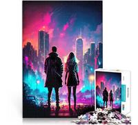 Puzzle da 1000 pezzi per adolescenti Coppia Notte Strada per il giocattolo di sfida del gioco educativo Migliorare l'amore tra le coppie 26x38cm