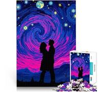 Puzzle da 1000 pezzi per adolescenti Coppia romantica nella notte stellata Sollievo dallo stress Adatto per la decorazione del desktop 38x26cm