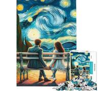 Puzzle da 1000 pezzi per adolescenti coppia su una panchina sotto un cielo stellato Divertimento a casa attività pratiche per migliorare la memoria adatto a partire dai 14 anni (38x52cm)