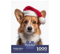 Puzzle Da 1000 Pezzi Per Adolescenti Corgi Dog with Santa Hat Portrait Puzzle Per Adulti Gioco Pratico Migliora La Memoria Regali Di Compleanno E Unici 52x38cm/1000pcs
