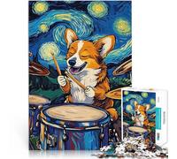Puzzle da 1000 pezzi per adolescenti Corgi Drummer Notte Stellata apprendimento educativo Ogni pezzo è unico - Gioco divertente e stimolante per tutta la famiglia 75x50cm