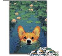 Puzzle da 1000 pezzi per adolescenti Corgi in acqua, giocattoli educativi per l'apprendimento, giochi per famiglie, regali e compleanni unici (dimensioni 50x75cm)