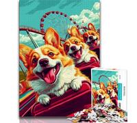 Puzzle da 1000 pezzi per adolescenti Corgi sulle montagne russe, giocattoli educativi, giochi antistress, migliora l'amore tra coppie, 38x26cm