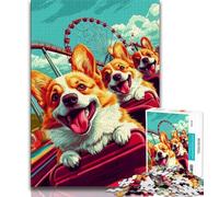 Puzzle da 1000 pezzi per adolescenti Corgi sulle montagne russe, gioco per famiglie, antistress, sfida difficile, adatto alle coppie (dimensioni 75x50cm)