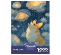 Puzzle Da 1000 Pezzi Per Adolescenti Corgi with Crown And Jellyfish Puzzle Per Adulti Gioco Pratico Assemblaggio Di Modelli Regali Unici Per Compleanni E Occasioni Speciali 70x50cm/1000pcs
