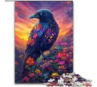 Puzzle da 1000 pezzi per adolescenti, corvi e fiori, elefante giocattolo, gioco intellettuale, regalo di compleanno, regali, arte murale per età 14+ (dimensioni 50x75cm)