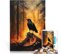 Puzzle da 1000 pezzi per adolescenti Corvo in Fuoco Difficile da completare ma divertente e umoristico Decorazioni e regali unici per la casa 75x50cm