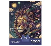 Puzzle Da 1000 Pezzi Per Adolescenti Cosmic Lion with Crescent Moon Puzzle Per Adulti Gioco Pratico Analisi E Logica Regalo Di Compleanno, Regali, 38x26cm/1000pcs