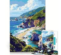 Puzzle da 1000 pezzi per adolescenti,Costa della California,Pixel,Bordo Pulito,Gioco Cognitivo,Rompicapo,Gioco di Tempo Libero,Regalo di Natale (38x26cm)