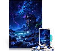 Puzzle da 1000 pezzi per adolescenti Cottage notturno sulla costa Giocattoli per l'intrattenimento in famiglia Decorazione perfetta 38x26cm