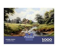 Puzzle Da 1000 Pezzi Per Adolescenti Country Cottage with Stream Puzzle Per Adulti Giocattoli Antistress Sfida Difficile Impegnativo Da Completare 70x50cm/1000pcs