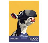 Puzzle Da 1000 Pezzi Per Adolescenti Cow with VR Headset on Yellow Puzzle Per Adulti Fai Da Te Giocattoli Antistress Regali Di Natale E Compleanno 70x50cm/1000pcs