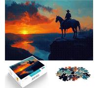 Puzzle da 1000 pezzi per adolescenti Cowboy al tramonto per il giocattolo di sfida del gioco educativo è ideale come regalo per tutta la famiglia 38x26cm