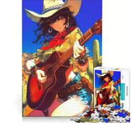 Puzzle da 1000 pezzi per adolescenti: Cowgirl che suona la chitarra, gioco impossibile, sfida difficile, regalo per amici e familiari 38x52cm