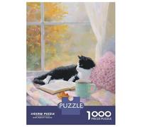 Puzzle Da 1000 Pezzi Per Adolescenti Cozy Autumn Cat by The Window Puzzle Per Adulti Giochi Rilassanti Analisi E Logica Regali Di Natale E Compleanno 52x38cm/1000pcs