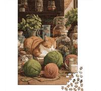 Puzzle Da 1000 Pezzi Per Adolescenti Cozy Cat Yarn Haven Puzzle Per Adulti Giocattolo Decorazione Da Parete Modello Da Assemblare Ottimo Regalo Per I Giocatori 38x26cm/1000pcs