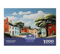 Puzzle Da 1000 Pezzi Per Adolescenti Cozy Village Scene with People Walking Puzzle Per Adulti Giochi Rilassanti Analisi E Logica Regali Unici Per Compleanni 38x26cm/1000pcs