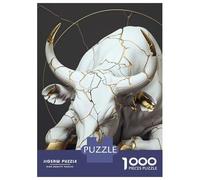Puzzle Da 1000 Pezzi Per Adolescenti Cracked White And Gold Bull Sculpture Puzzle Giochi Divertenti Regalo Decorativo Perfetto Per Amici E Familiari 70x50cm/1000pcs
