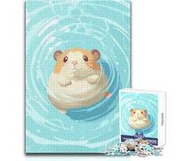 Puzzle da 1000 pezzi per adolescenti, criceto che galleggia nell'acqua, illustrazione, bellissimo gioco di design, difficile, duro, opera d'arte, regalo, dimensioni 50x75cm