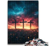 Puzzle da 1000 pezzi per adolescenti Croce al tramonto Puzzle per adolescenti, attività divertenti per la famiglia a casa, regalo di compleanno, regali di viaggio (75x50cm)