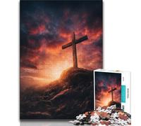 Puzzle da 1000 pezzi per adolescenti Croce al tramonto, sfida di intelligenza cerebrale, giocattoli avvincenti, regalo di compleanno, regali, arte murale (75x50cm)