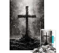 Puzzle da 1000 pezzi per adolescenti croce nella tempesta puzzle per adulti giochi rilassanti sfida impegnativa compleanno e Natale (dimensioni 38x52cm)