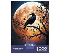 Puzzle Da 1000 Pezzi Per Adolescenti Crow Gazes at The Moon Puzzle Per Adolescenti Gioco Pratico Decorazione Murale Difficile Da Completare 38x26cm/1000pcs