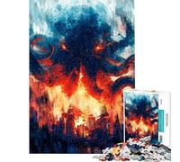Puzzle da 1000 pezzi per adolescenti Cthulhu Eldritch Horror dipinto digitale sulla città puzzle rompicapo gioco difficile sfida impegnativa da completare (dimensioni 38x26cm)
