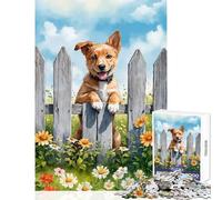 Puzzle da 1000 pezzi per adolescenti cucciolo acquerello che sbircia oltre la recinzione giocattoli antistress regali di Babbo Natale segreto giochi educativi per migliorare l'amore tra coppie 50x75cm