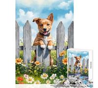 Puzzle da 1000 pezzi per adolescenti cucciolo acquerello che sbircia oltre la recinzione giocattolo educativo ottimo regalo gioco rompicapo collezione di artisti belle arti dimensioni 38x26cm