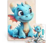 Puzzle da 1000 pezzi per adolescenti Cucciolo di drago carino Giocattoli da gioco per regalo di famiglia con poster abbinato e foglio di quiz 38x26cm