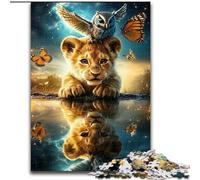 Puzzle da 1000 pezzi per adolescenti, cucciolo di leone riflesso, gioco intellettuale giocattolo che migliora l'amore tra coppie per età 14+ (dimensioni 26x38cm)