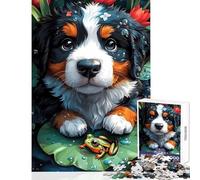 Puzzle da 1000 pezzi per adolescenti cucciolo e rana su una ninfea giocattoli fai da te regali di Babbo Natale segreto giochi per famiglie con poster abbinato e foglio di quiz (dimensioni 50x75cm)