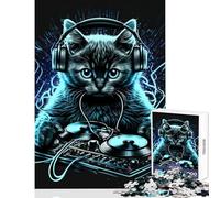 Puzzle da 1000 pezzi per adolescenti,cuffie per gatti,musica da DJ,giocattoli fai da te,regalo di compleanno,giochi per famiglie,con pezzi completamente interconnessi di forma casuale,50x75cm