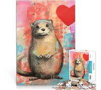 Puzzle da 1000 pezzi per adolescenti Cuore di San Valentino Lontra Tecnica mista Difficile e sfidante Giocattoli per la decorazione della casa 38x26cm