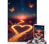 Puzzle da 1000 pezzi per adolescenti Cuore sulla spiaggia Giocattolo Decorazione da parete Regalo per compleanni Gioco per famiglie Allena il tuo cervello e le tue mani Dimensioni 38x26cm