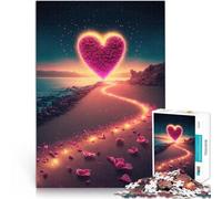 Puzzle da 1000 pezzi per adolescenti Cuore sulla spiaggia Sfida di gioco educativo giocattolo Adatto per la decorazione del desktop 75x50cm