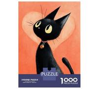 Puzzle Da 1000 Pezzi Per Adolescenti Cute Black Cat with Ladybug Collar Puzzle Per Adulti Gioco Per Famiglie Un'opera D'arte Regali Unici Per Compleanni E Occasioni Speciali 52x38cm/1000pcs