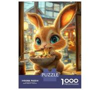 Puzzle Da 1000 Pezzi Per Adolescenti Cute Bunny Eating Ramen Puzzle Per Adolescenti Gioco Pratico Decorazione Murale Difficile Da Completare 38x26cm/1000pcs