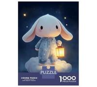 Puzzle Da 1000 Pezzi Per Adolescenti Cute Bunny on Cloud with Lantern Puzzle Per Adulti Giochi Rilassanti Taglio Di Precisione Regali Unici Per Compleanni E Occasioni Speciali 52x38cm/1000pcs