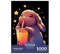 Puzzle Da 1000 Pezzi Per Adolescenti Cute Bunny with Boba Tea Puzzle Per Adolescenti Gioco Rompicapo Regalo Per Donne Sfida Da Completare 38x26cm/1000pcs